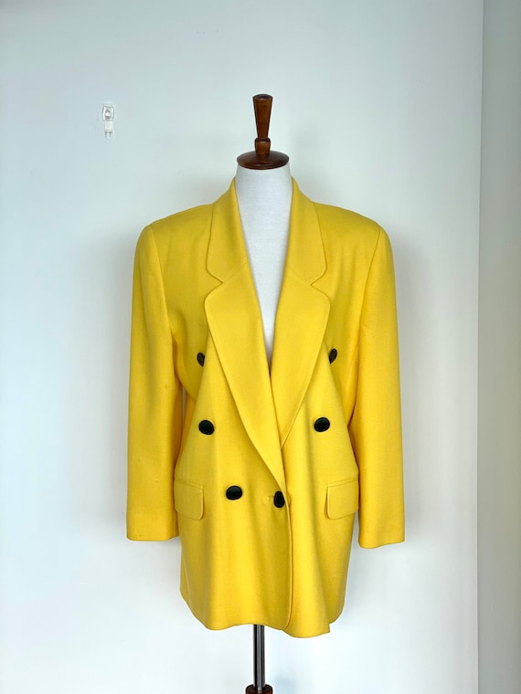 80s Neon Blazer - 80s Double breasted long blazer
