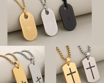 Personalized dog collar cross for religious believers. Engraved with Bible content, names, etc，Valentine's Day gifts