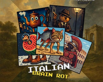 Brain Rot Italian Animal Pixel Art Vol.3 | 5 Square Meme Posters (1:1) | Funny Digital Download | Weird Animal Humor Wall Decor | Meme art