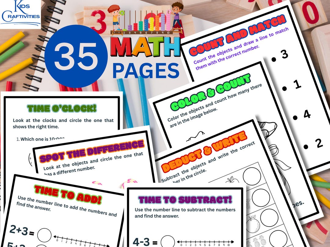 Math Activity Worksheets: Fun Learning Bundle for Kids Ages 5-11 (35 ...