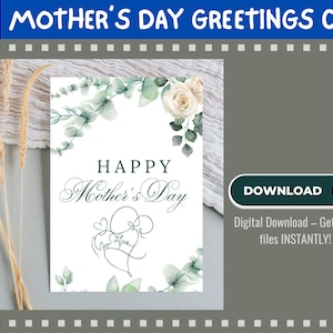 Floral Mother&#39;s Day Card: Printable Greeting Card (Digital Download)