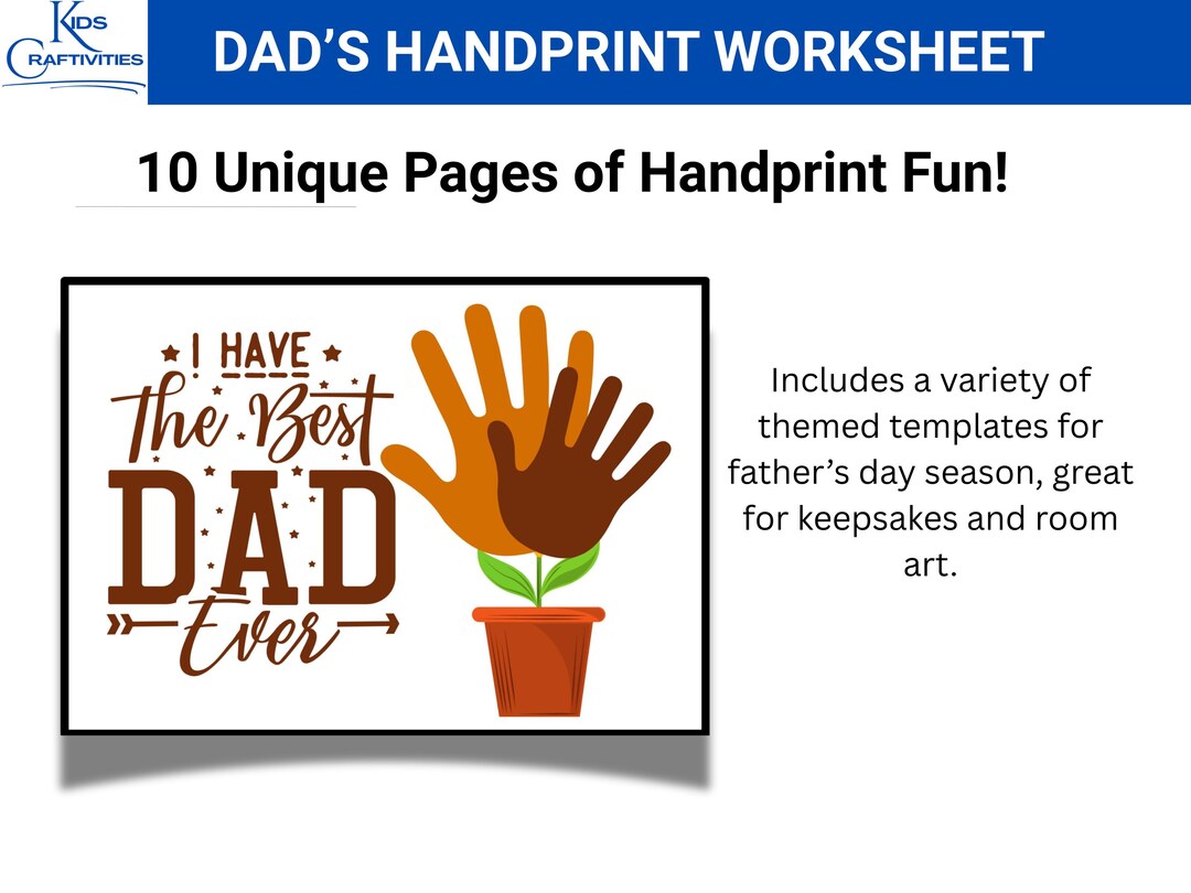 Fathers Day Handprint Art Printable | DIY Kids Craft Gift for Dad ...