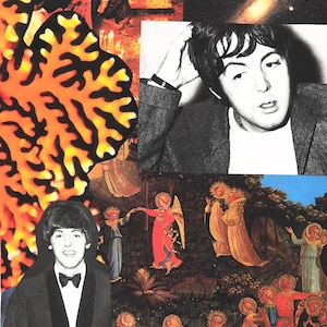 Póster de Paul McCartney "The Magic World" (20 x 25 cm), diseño psicodélico de los Beatles, decoración de dormitorio, póster para amantes de los Beatles, naranja, años 70