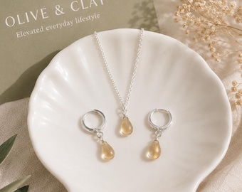 Teardrop Necklace & Earrings Set | Dainty Silver Jewellery Set | Gift for Her | Christmas Jewellery Gift | Bridesmaid Gift