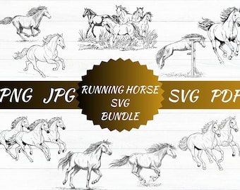 Running Horse SVG Bundle, Arabian Silhouette (Digital Download)