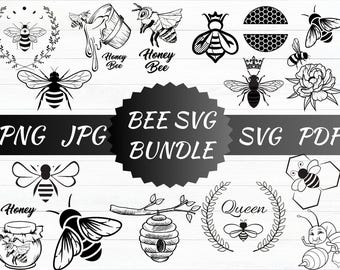 Bee SVG Clipart Bundle, Hand Drawn (Digital Download)