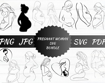 Pregnant Woman SVG, Pregnancy Svg, Silhouette Pregnant Woman, Mom Shirt Svg, Baby SVG, Pregnancy Cut Files, Pregnant Woman Cricut, Vector