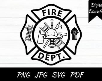 Fire Department Svg Fire Dept Svg Maltese Cross Svg Firefighter Svg Cricut Fire Department Cut Files Fireman Svg Png Digital Download