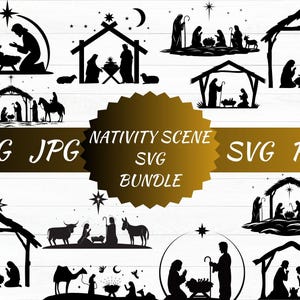 Nativity Scene SVG, Nativity Scene Clipart, Nativity SVG Bundle, Nativity Svg, Christmas SVG, Nativity Silhouette