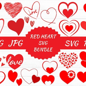 Red Heart SVG, Valentine&#39;s day svg, Red Hearts bundle, Love Svg, Heart svg, Instant Download , Lover Svg Bundle, Red Heart Png Bundle.