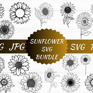 Sunflower SVG, Silhouette, T-shirt, Floral, Graphic, Digital, Commercial use, Instant download, Bundle, Vinyl, Vector, Cricut
