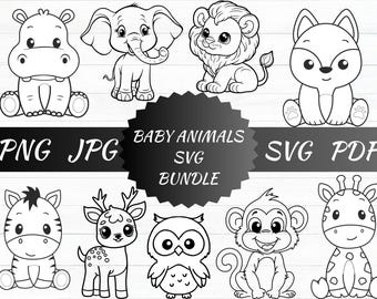 Baby Animals SVG Bundle, Woodland Creatures (Digital Download)