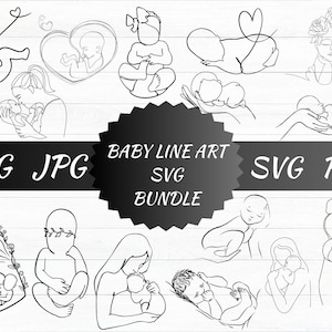 Baby Line Art\ Child\ Baby\ Newborn Toddler\ Line Drawing\ Instant Digital Download\ Laser Cutting File\ SVG\ PNG file