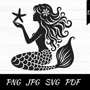 Mermaid svg, mermaid cut files, mermaid clipart, mermaid silhouette, mermaid png, Mermaid cut files for cricut & silhouette