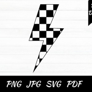 Checkered Lightning Bolt Svg | Checkered Lightning Bolt Cut File | Checkered Thunder Svg