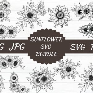 Sunflower SVG, Silhouette, T-shirt, Floral, Graphic, Digital, Commercial use, Instant download, Bundle, Vinyl, Vector, Cricut