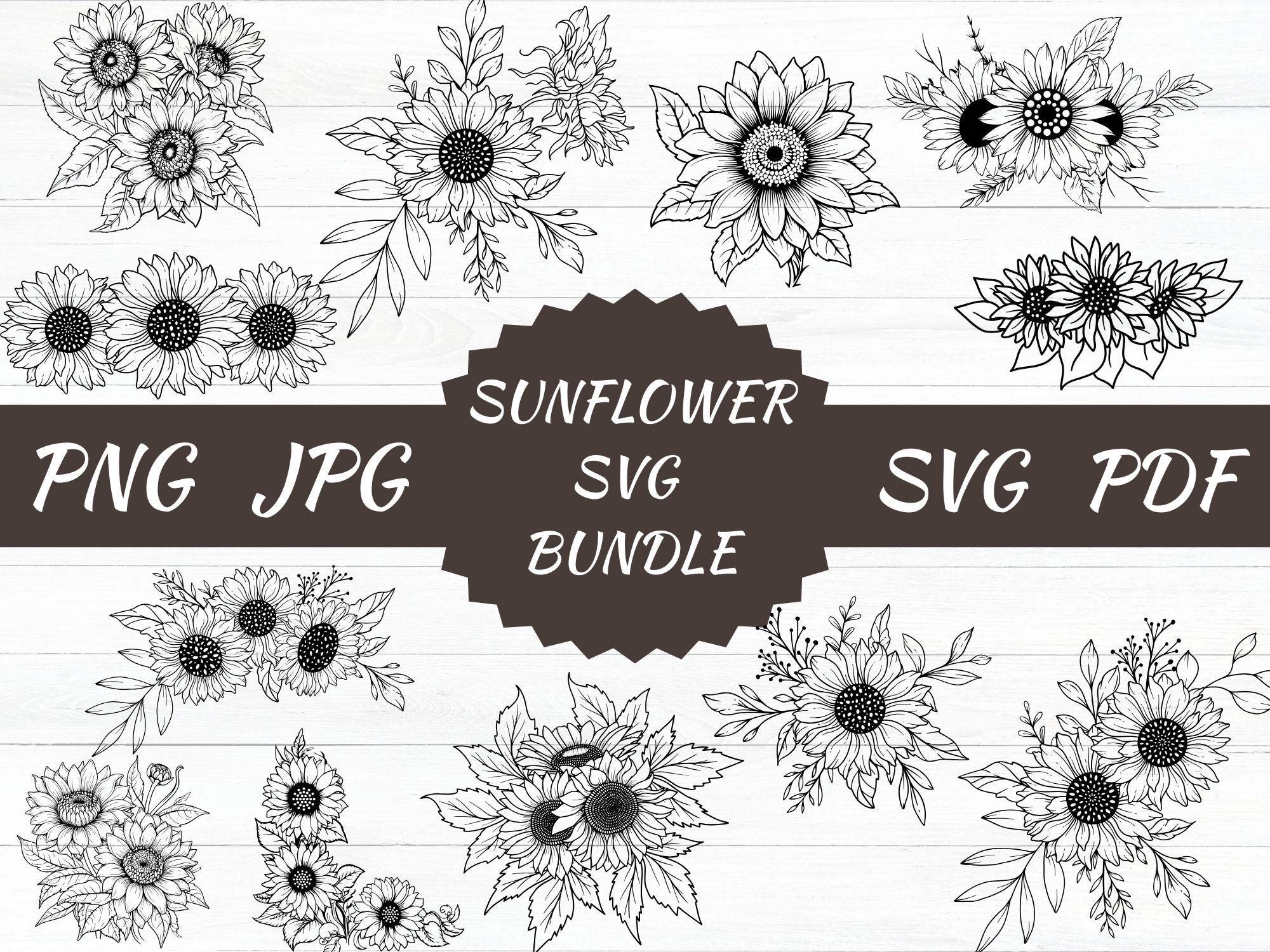 Sunflower SVG, Silhouette, T-shirt, Floral, Graphic, Digital, Commercial use, Instant download, Bundle, Vinyl, Vector, Cricut