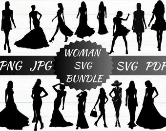 Fashion Woman SVG Bundle, Dress Clipart (Digital Download)