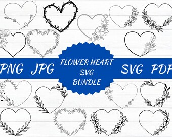 Floral Heart Frame SVG Bundle: Botanical Wedding Decor (digital ...