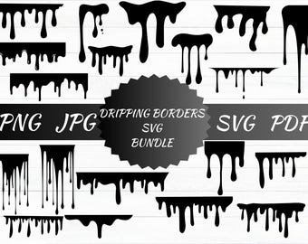 Bordes goteando SVG, paquete de Cricut derretido, pintura goteando, archivos de corte, silueta de goteo, imágenes prediseñadas de líquido, arte vectorial de slime, PNG, Jpg, PDF