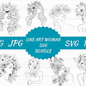 Line Art Women SVG Bundle | Woman Flowers svg | Flowers svg | Svg for Canvas | Canvas Art svg | Line art svg | Line Art