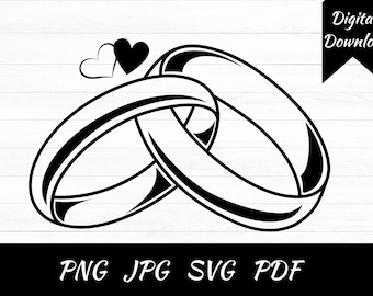 Wedding Rings SVG, Engagement Rings Clipart (Digital Download)