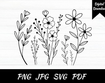 Wildflower Meadow SVG, botanische tuin clipart (digitale download)
