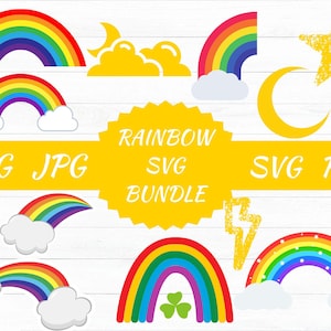 Rainbow SVG Bundle,Cloud,Weather svg,Rainbow,Cut file,Kids,Baby,PNG,Printable,Cricut,Silhouette,Commercial use,Instant download