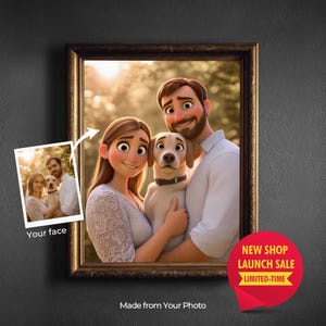 Custom Cartoon Portrait from Photo  Pixar Style Personalized Drawing  Couple Family or Kids Gift Unique Birthday Cartoon Illustration Pixar