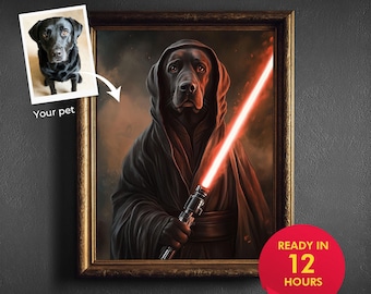 Star Wars Pet Portrait  Funny Jedi Dog or Cat Painting  Custom Pet Art  Unique Star Wars Gift for Him Personalized Pet Picture