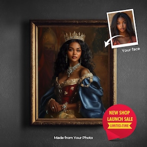 Custom Queen Portrait from Photo  Renaissance Royal Digital Art  Custom Woman Portrait Digital download