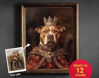 Custom Royal Pet Portrait  Renaissance Style Dog or Cat Painting from Photo  Funny Noble Animal Canvas Art Gift for Pet Lovers