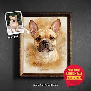 Retrato digital personalizado de mascota a partir de una foto: regalo conmemorativo personalizado, ilustración de mascota estilo acuarela, impresión artística de perros y gatos