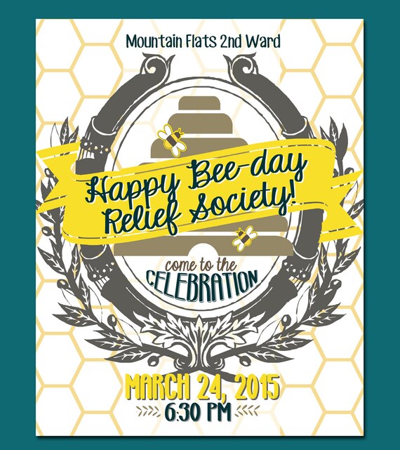 Happy Bee Day Relief Society Poster Invitation Customized | Etsy