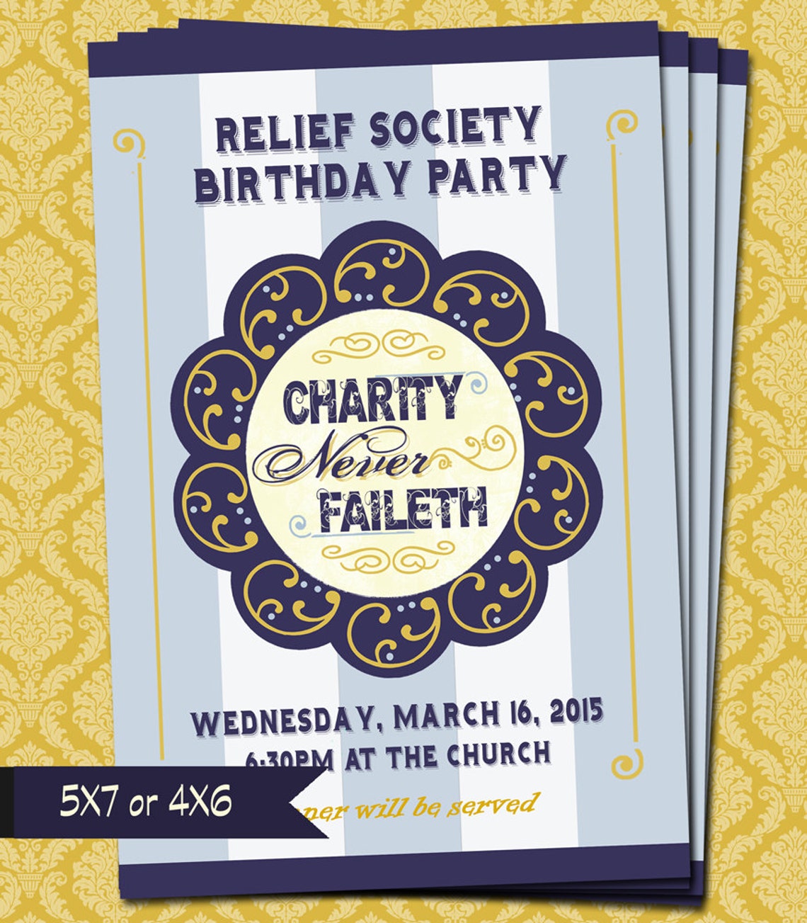 Printable Relief Society Birthday Party Poster Charity Never Etsy