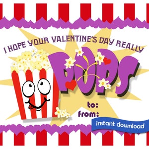 Printable DIY Valentine Popcorn Sleeve, Instant Download Classroom Treat Topper for Valentine's Day, Red