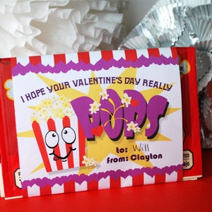 Printable DIY Valentine Popcorn Sleeve, Instant Download Classroom ...