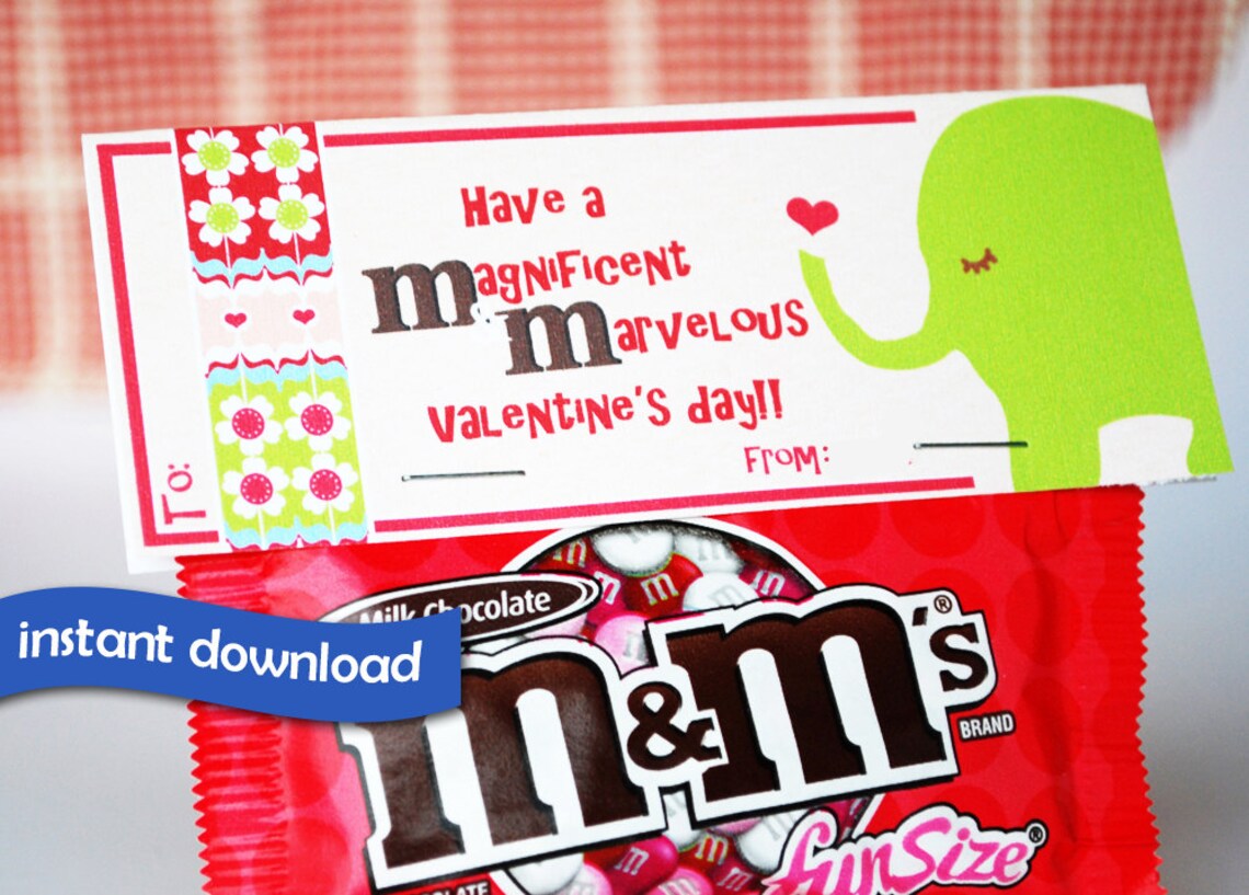 Instant Download Printable M&amp;M Valentine Treat Topper, Pink - Etsy