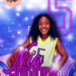 Póster y pancarta de baloncesto personalizados, noche de los mayores, lienzo, digital, aros, regalo, arte mural, decoración deportiva, equipo, baloncesto femenino
