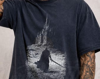 Comfort Colors Vintage Dark Knight Graphic T Shirt, Retro 90s Fantasy Aesthetic Tee, Baggy Streetwear Shirt, Unisex Gift