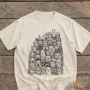 Comfort kleuren hondenliefhebbershirt | Vintage esthetische honden T-shirts | Retro noodlijdende puppy-T-shirts | Leuke schets dierenkunstkleding