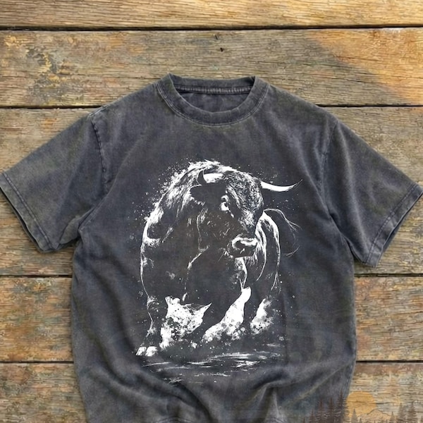 Comfort Colors Charging Bull Shirt, Western Bull Vintage Tee, Rodeo Bull Tshirt, Cowboy Ranch Retro Shirts, Rider Country Western Tees