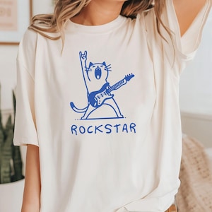 Funny Rockstar Cat T-Shirt: Rock and Roll Music Tee