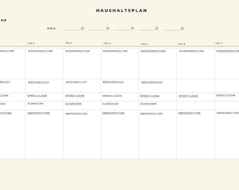 Cleaning plan|Household plan|Weekly plan to fill out yourself