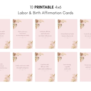 Tarjetas imprimibles de afirmación de nacimiento: para un parto positivo y empoderador