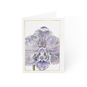 Cartes de voeux orchidées élégantes, Papeterie florale aquarelle, Anniversaire, Merci, Faire-part de mariage, Impressions artistiques, Notes manuscrites