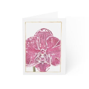Cartes de voeux élégantes orchidées (roses), Papeterie florale aquarelle, Anniversaire, Merci, Faire-part de mariage, Impressions artistiques, Notes manuscrites