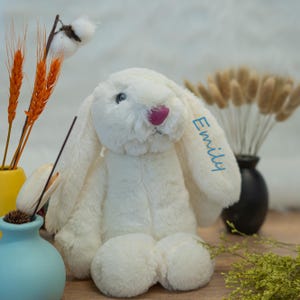 Custom Easter Bunny Rabbit | Personalized Embroidered  Rabbit | Gift for girl | Stuffed Animal Toy | Newborn baby toy gift | Soft Plush Toy