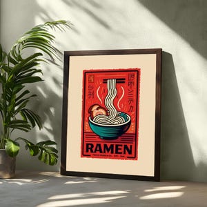 Japanese Ramen Noodles Wall Art | Instant Ramen Kitchen Decor | Digital Download Print A3 A4 A5 | Asian Food Poster Printable