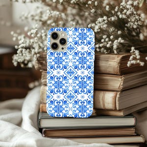 Blue Portuguese Tile Phone Case Lisbon European Case Stylish Phone Protector  Floral Phone Case iPhone 16 15 14 13 12 11 Pro Plus Mini